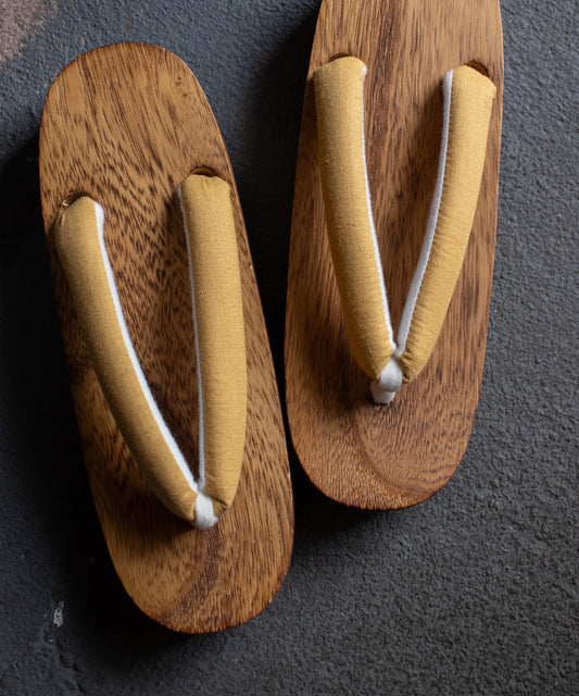 茶木下駄 - 麻無地-マスタード