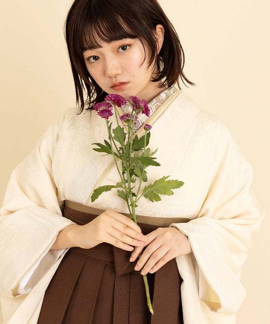 こだわり袴3点セット-地紋シリーズ-ホワイト系