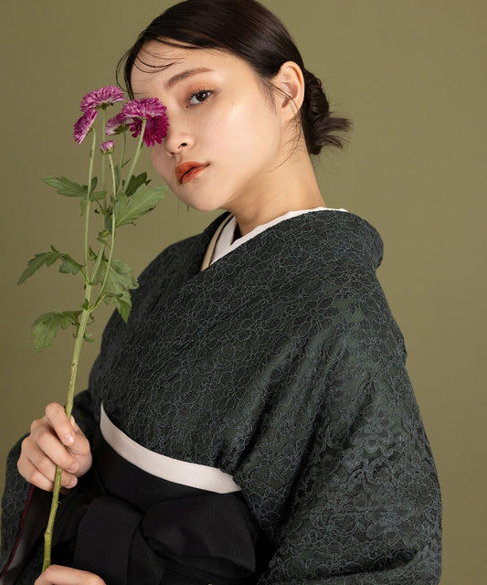 こだわり袴3点セット-レース-グリーン系