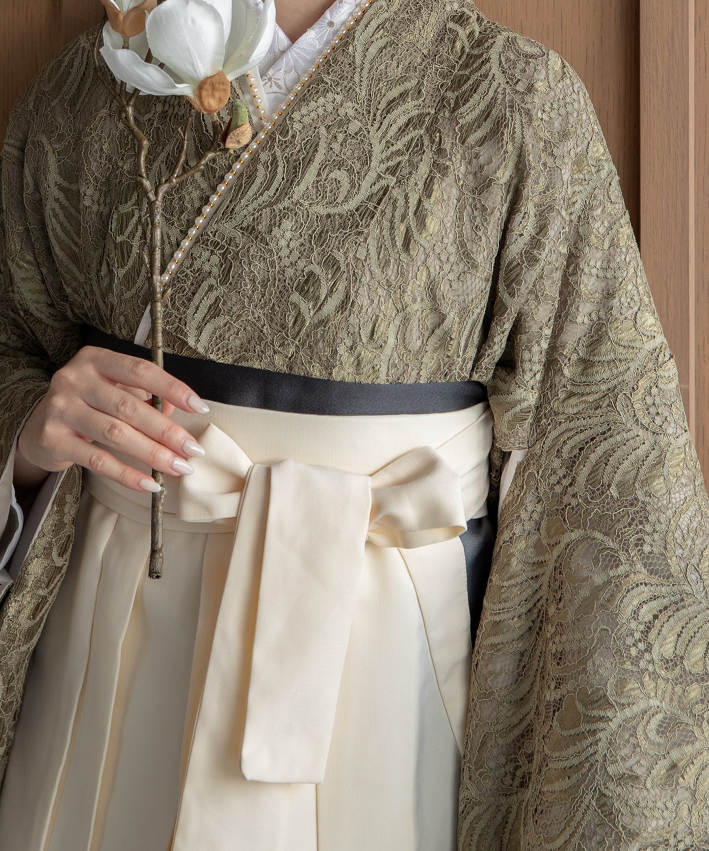 こだわり袴3点セット-レース-カーキ系1