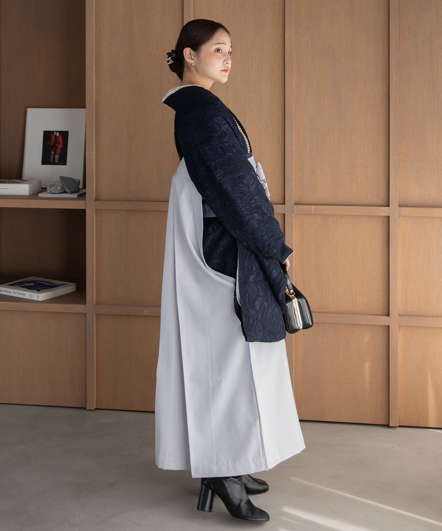 こだわり袴3点セット-レース-ネイビー系１