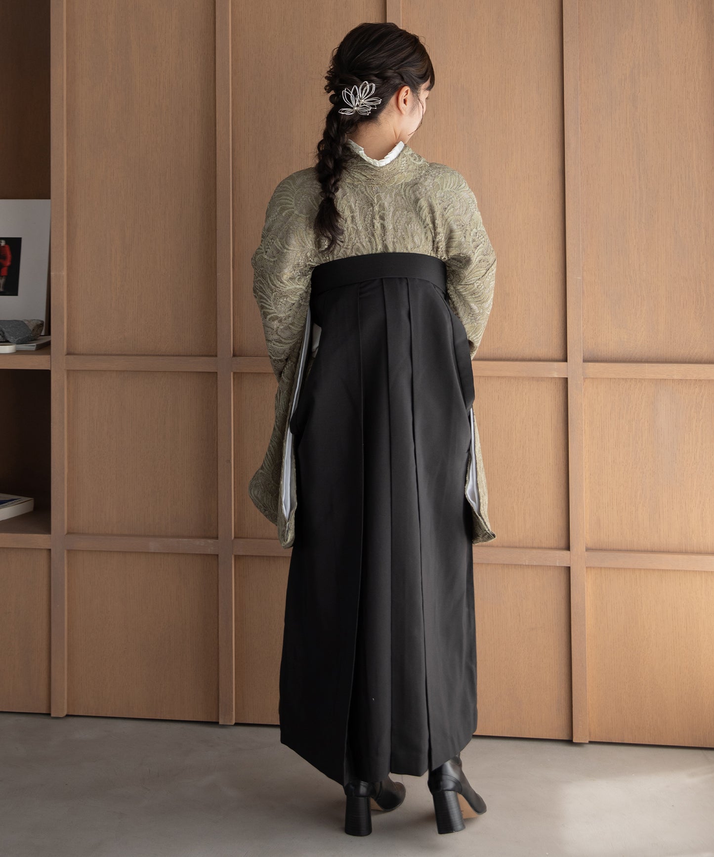 こだわり袴3点セット-レース- カーキ系2