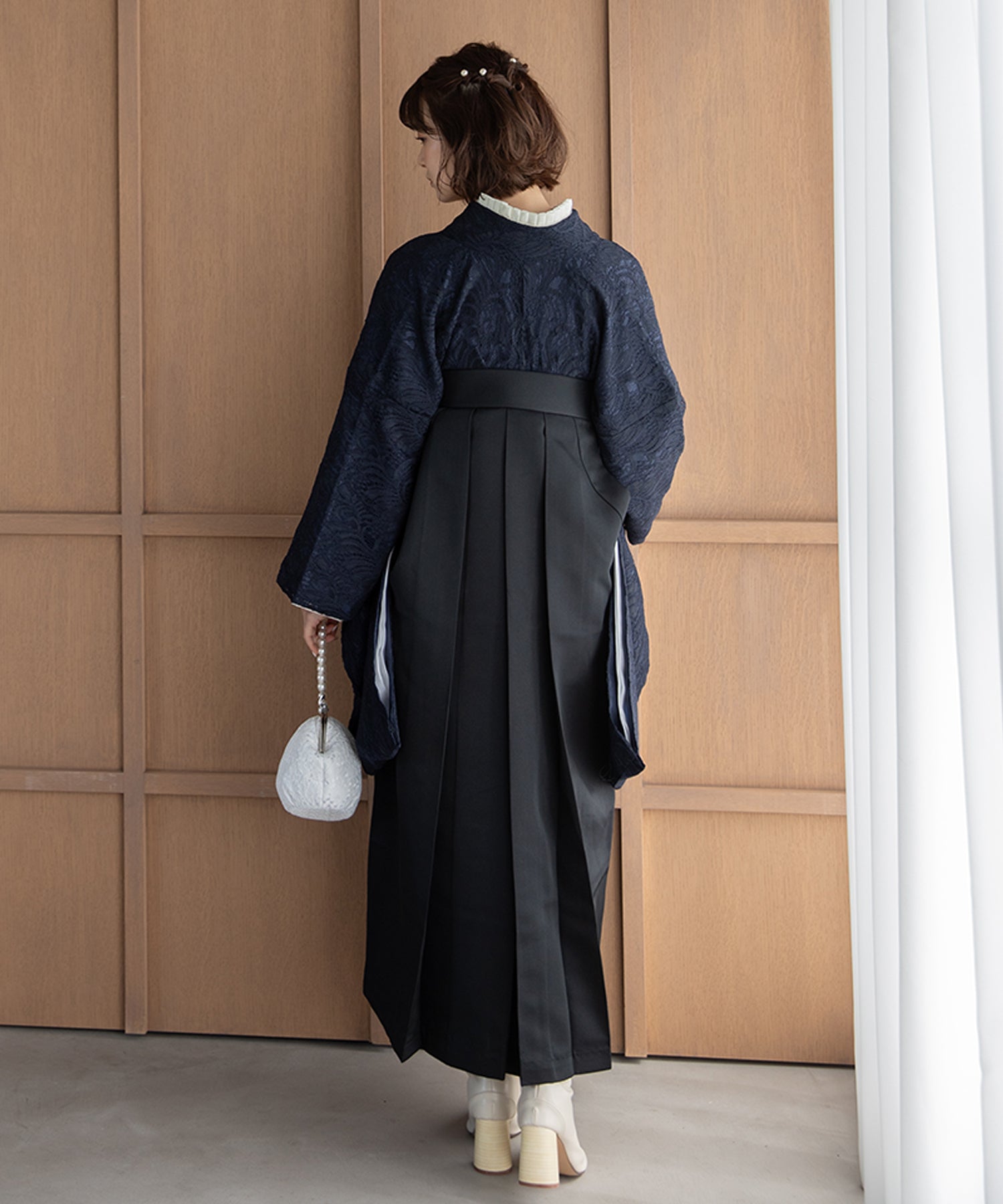 こだわり袴3点セット-レース- ネイビー系2