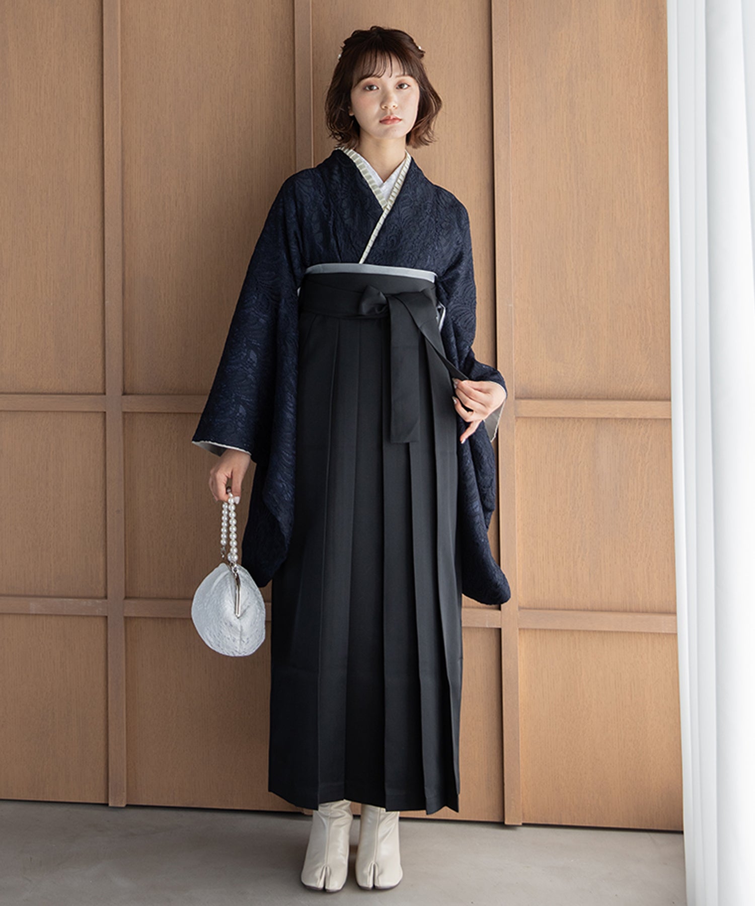 こだわり袴3点セット-レース- ネイビー系2