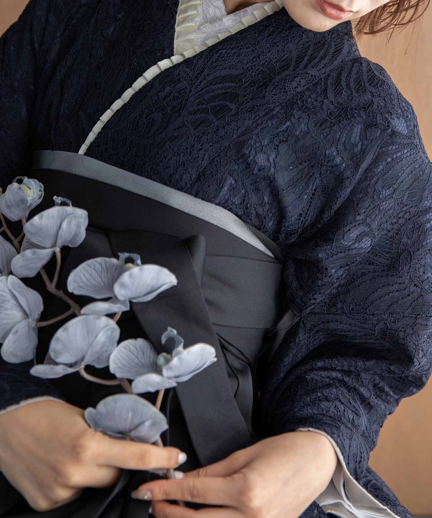 こだわり袴3点セット-レース- ネイビー系2