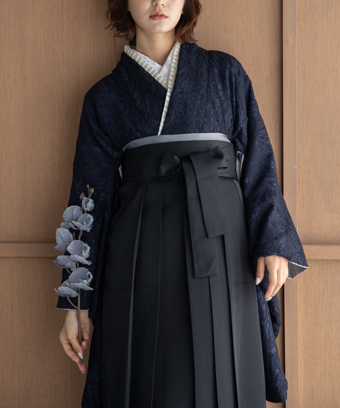 こだわり袴3点セット-レース- ネイビー系2