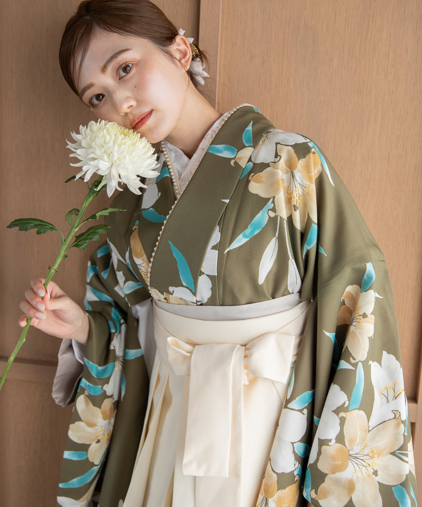 こだわり袴3点セット -grace original- カーキ系