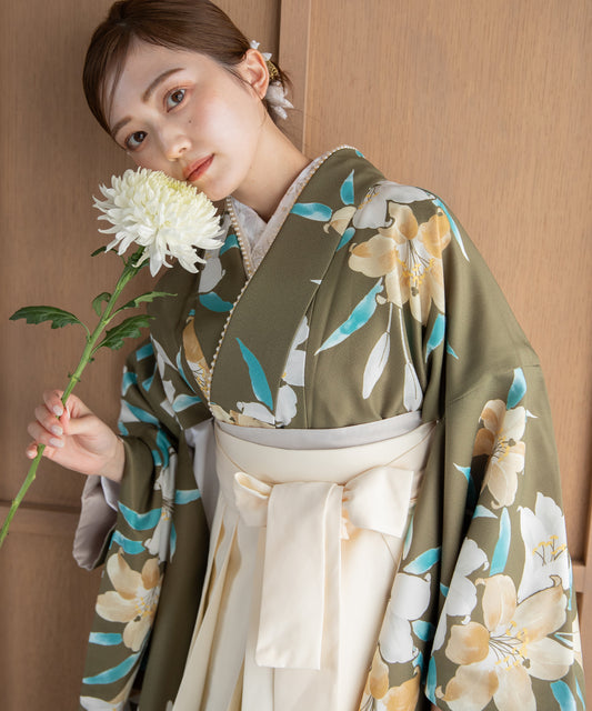 こだわり袴3点セット -grace original- カーキ系