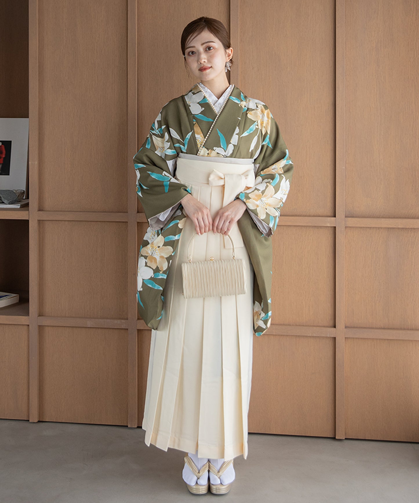 こだわり袴3点セット -grace original- カーキ系