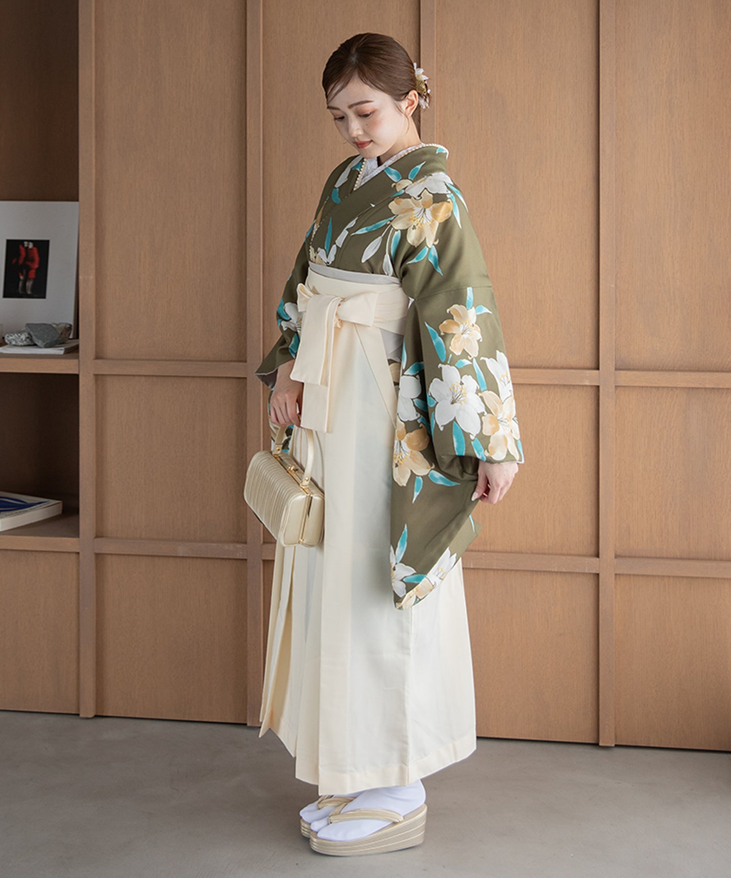 こだわり袴3点セット -grace original- カーキ系