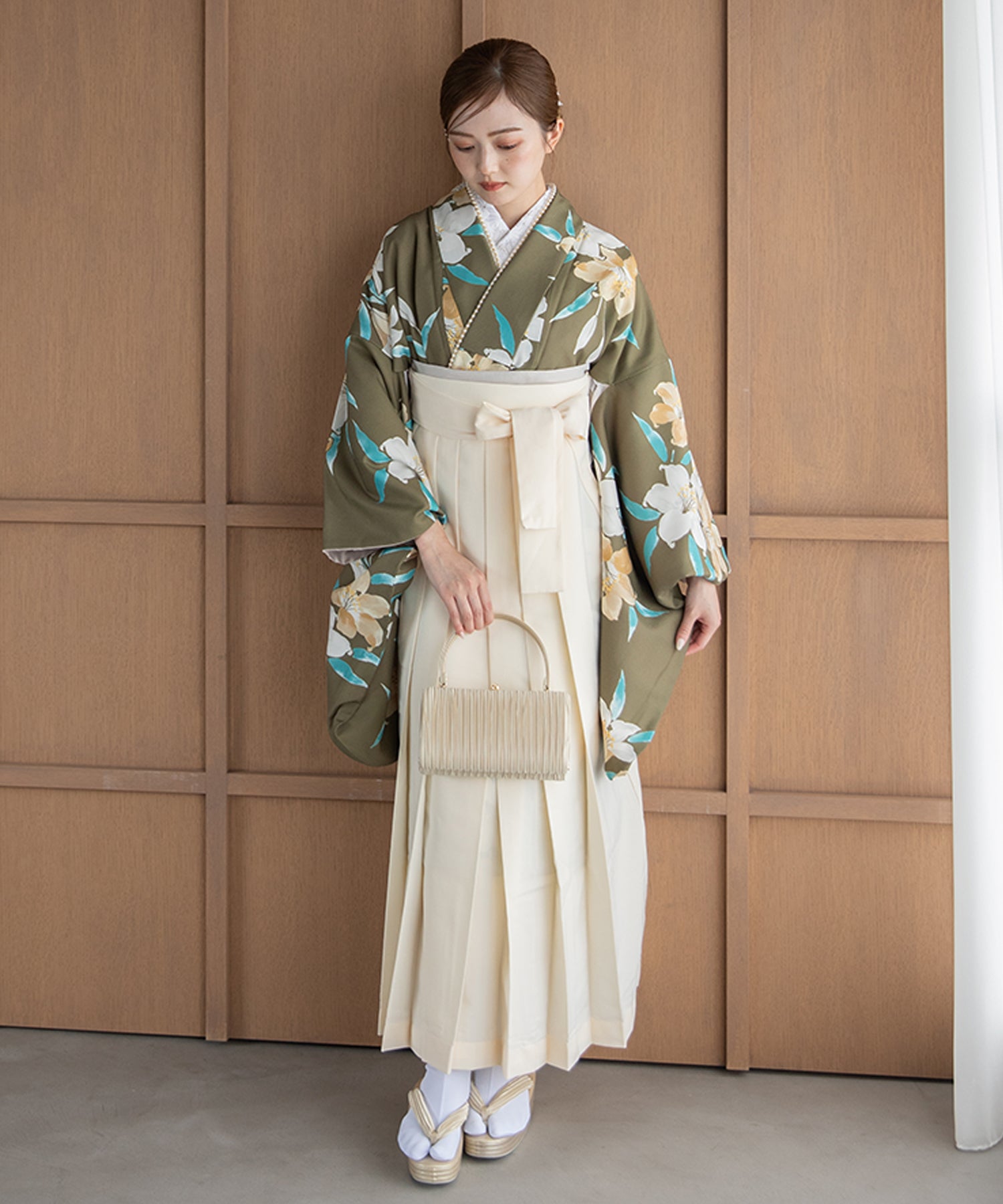 こだわり袴3点セット -grace original- カーキ系