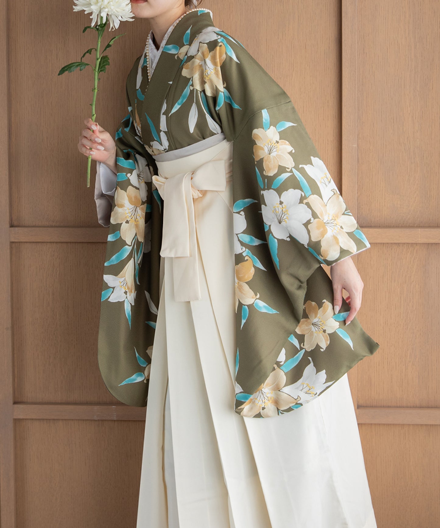 こだわり袴3点セット -grace original- カーキ系