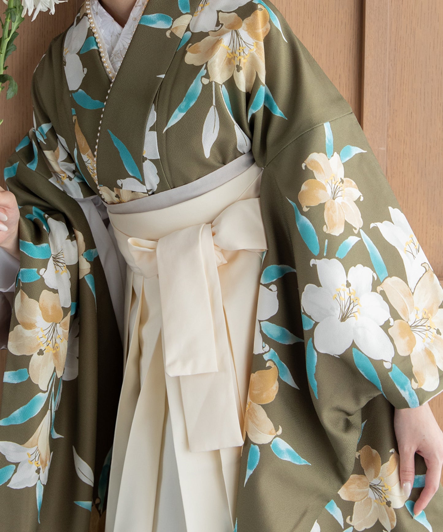 こだわり袴3点セット -grace original- カーキ系