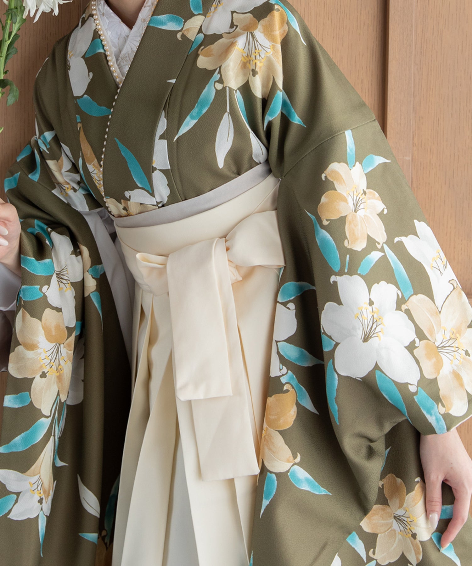 こだわり袴3点セット -grace original- カーキ系