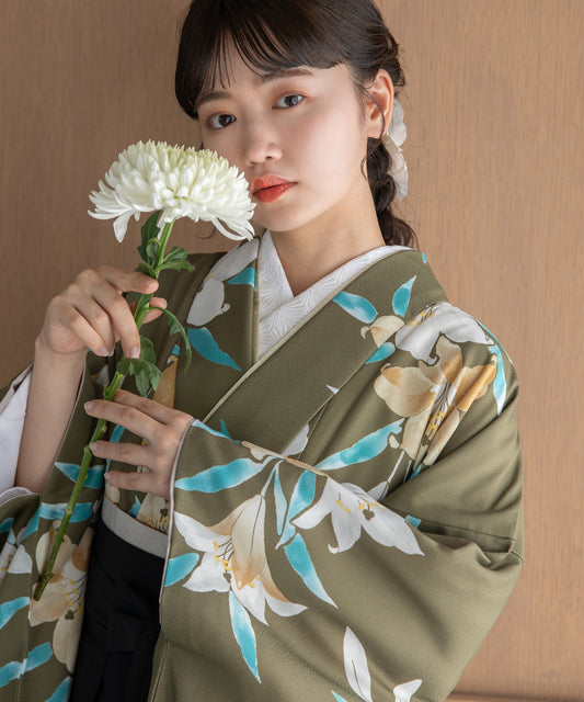 こだわり袴3点セット -grace original-カーキ系