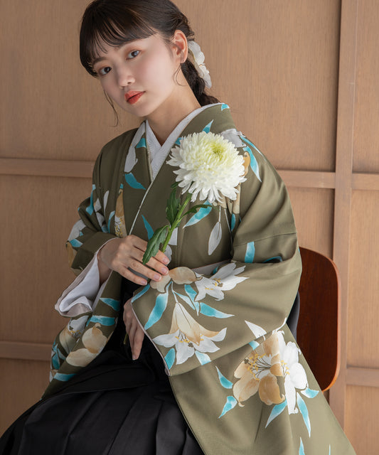 こだわり袴3点セット -grace original-カーキ系