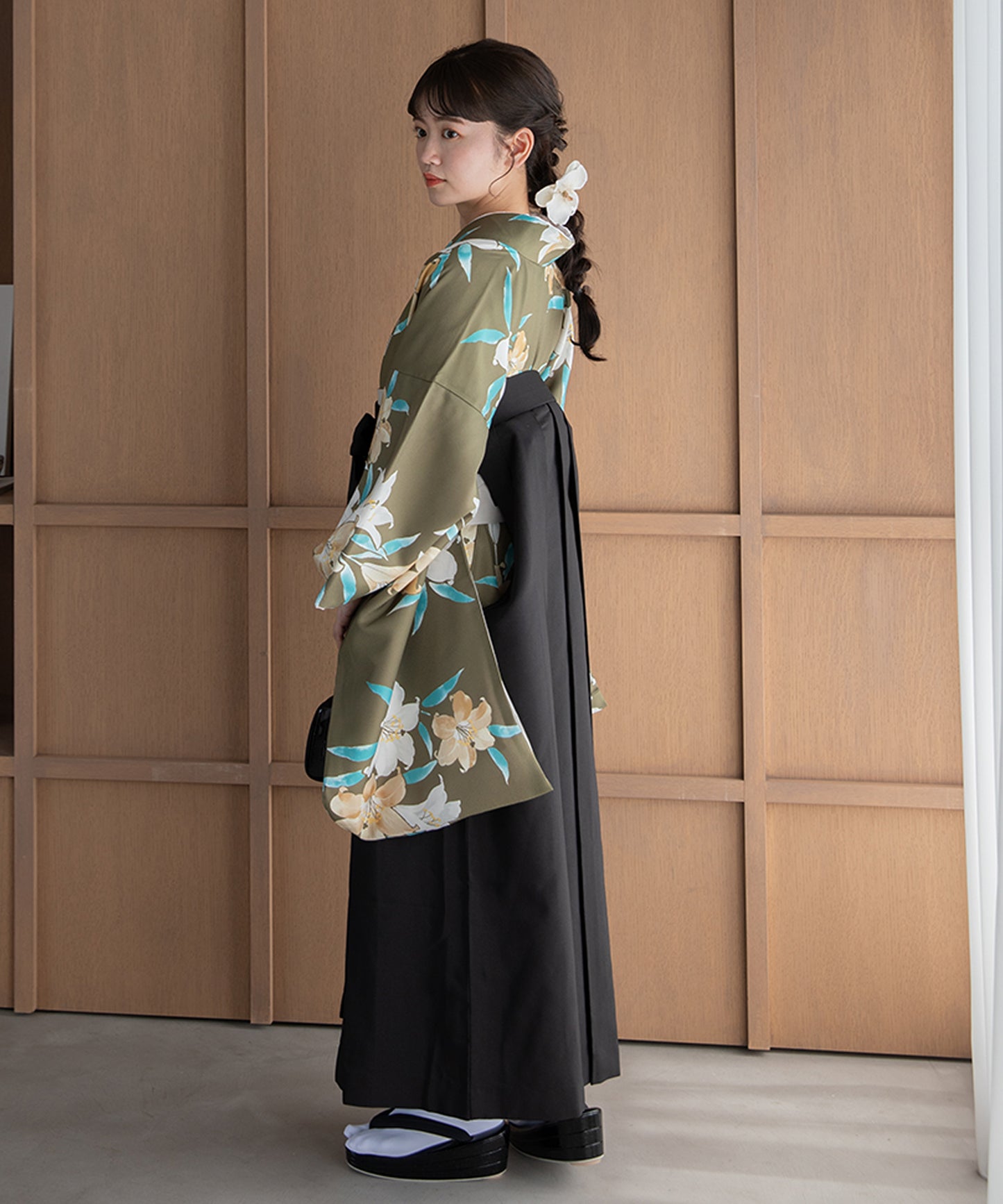 こだわり袴3点セット -grace original-カーキ系