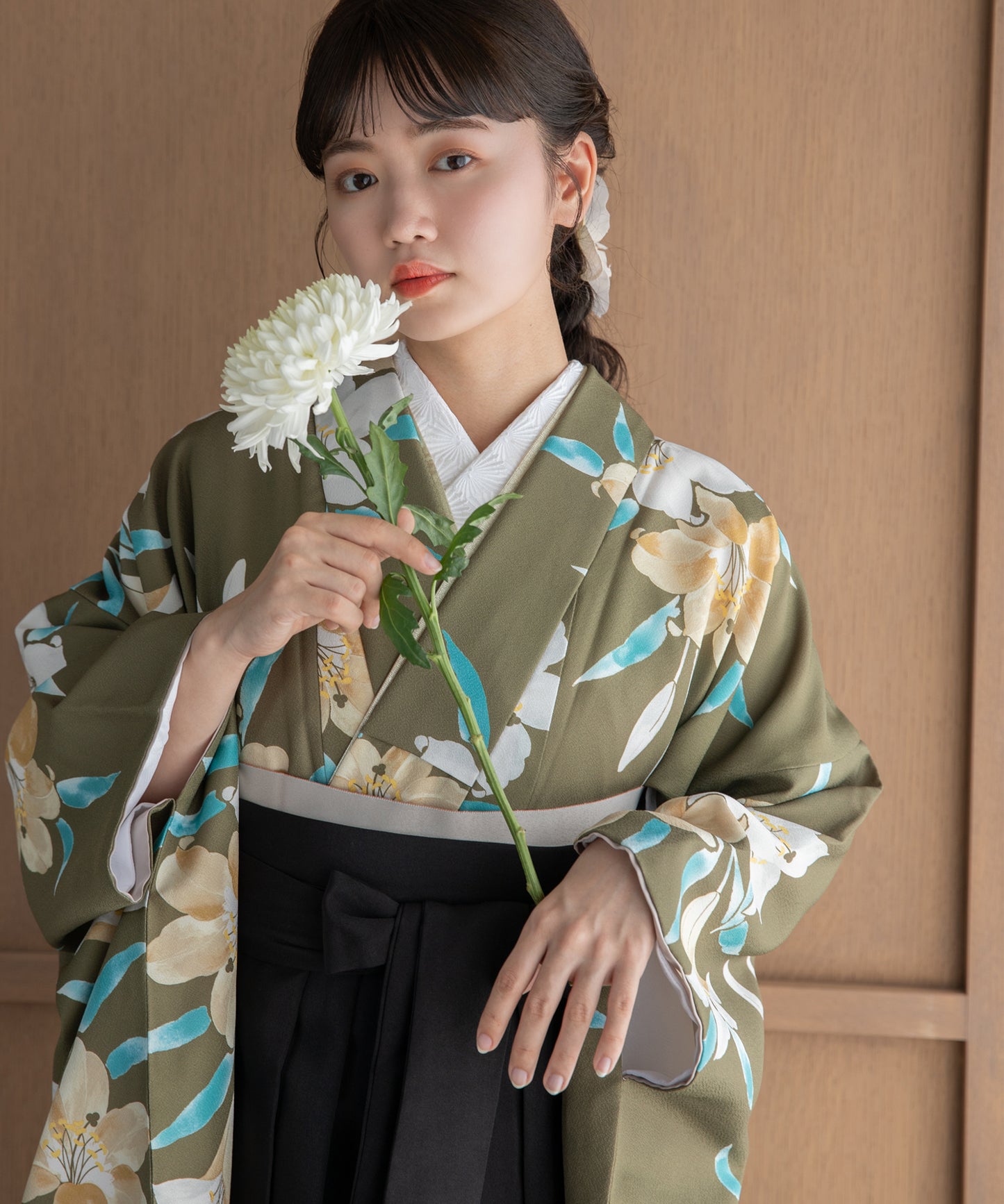 こだわり袴3点セット -grace original-カーキ系