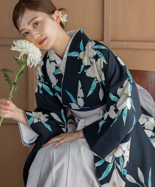 こだわり袴3点セット -grace original-ネイビー系