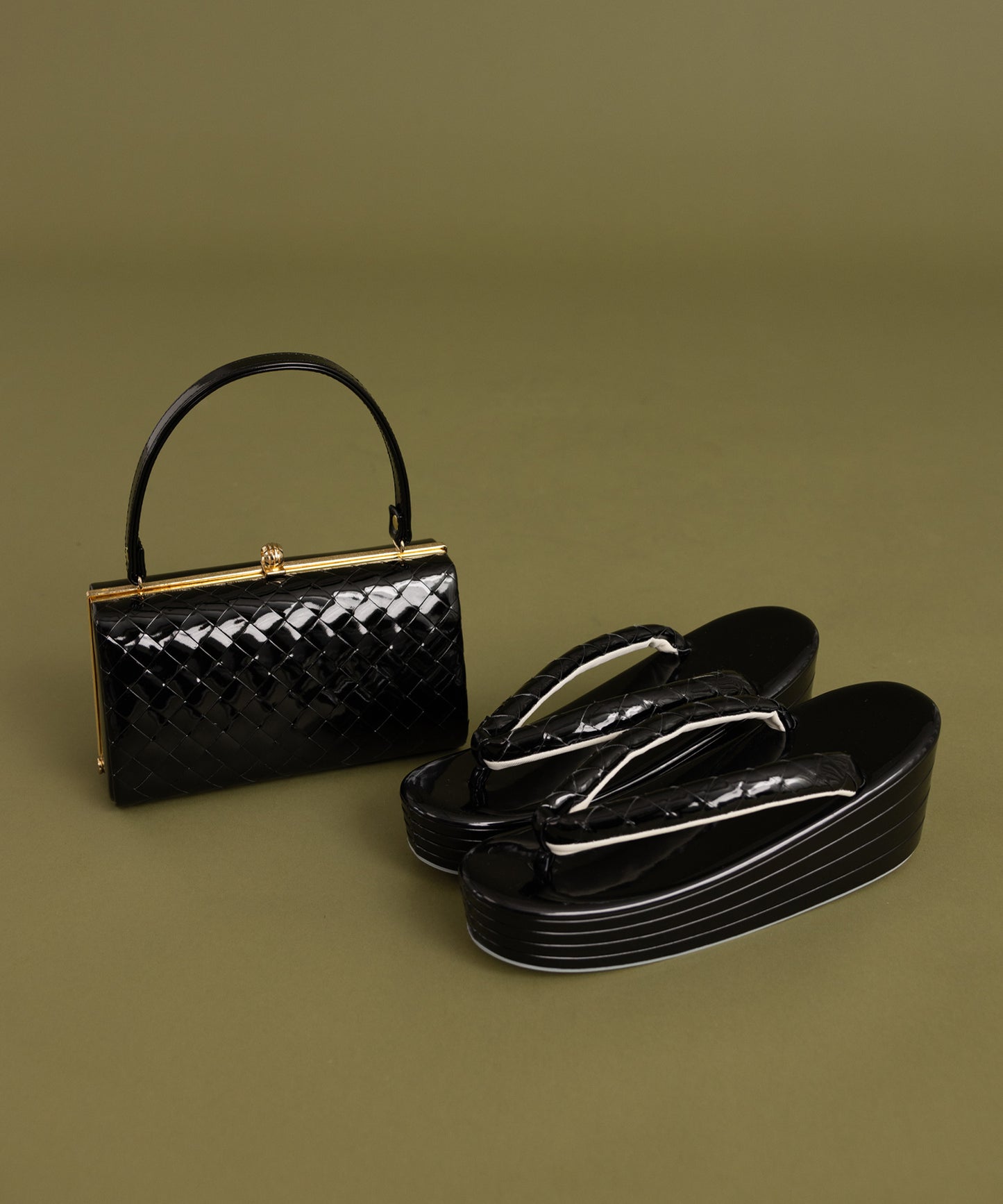 草履バッグセット -ブラック系
