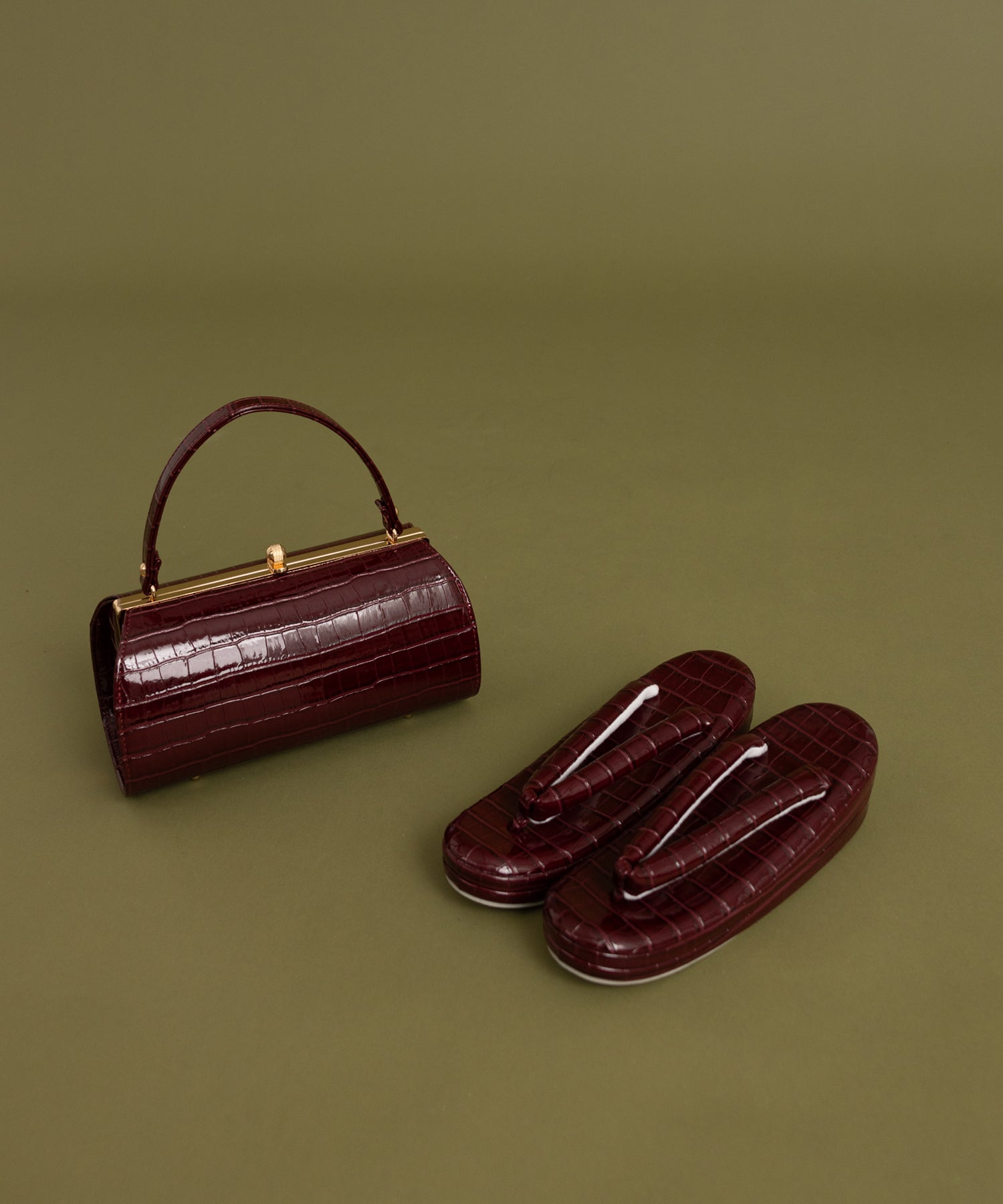 草履バッグセット -ワインレッド