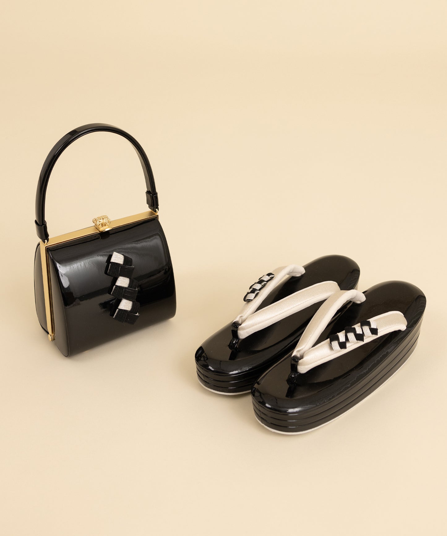 草履バッグセット -ブラック
