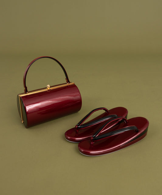 草履バッグセット -ワインレッド