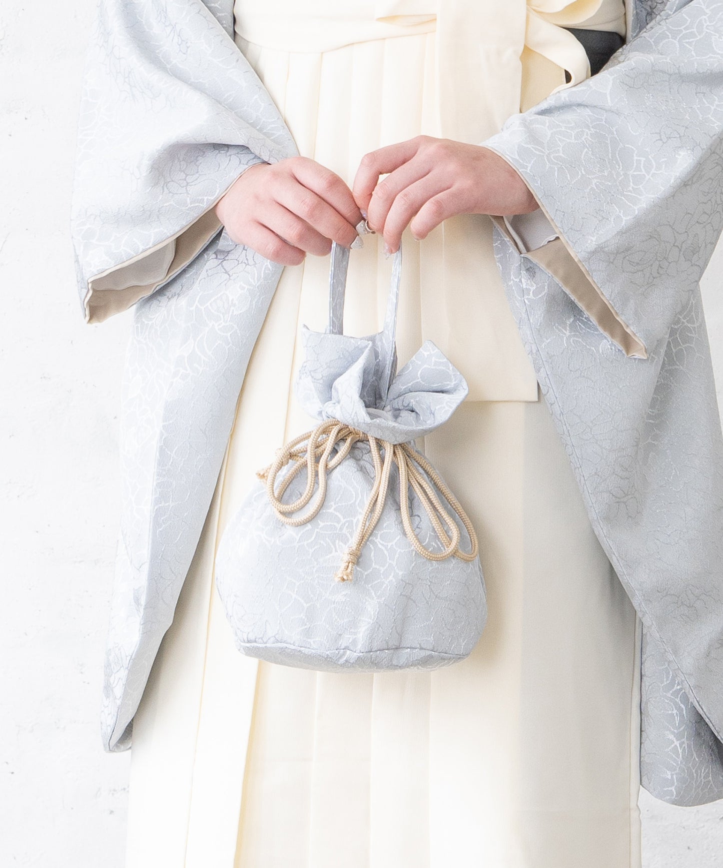 卒業式袴や成人式で使いやすい手提げ巾着バッグ-ニュアンスカラー-