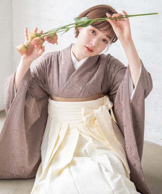 こだわり袴3点セット-ニュアンスカラー-モカ