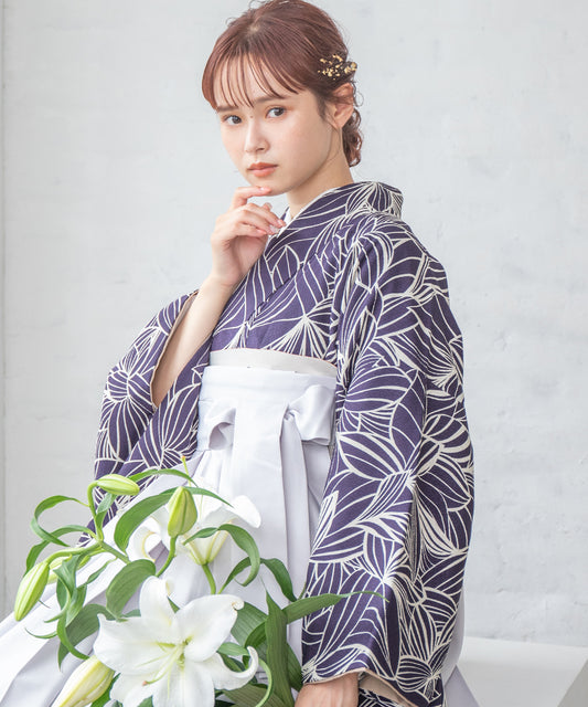 こだわり袴3点セット-江戸小紋-ブルー系その他