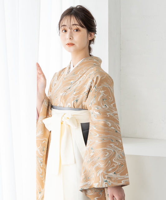 こだわり袴3点セット-マーブル-ベージュ