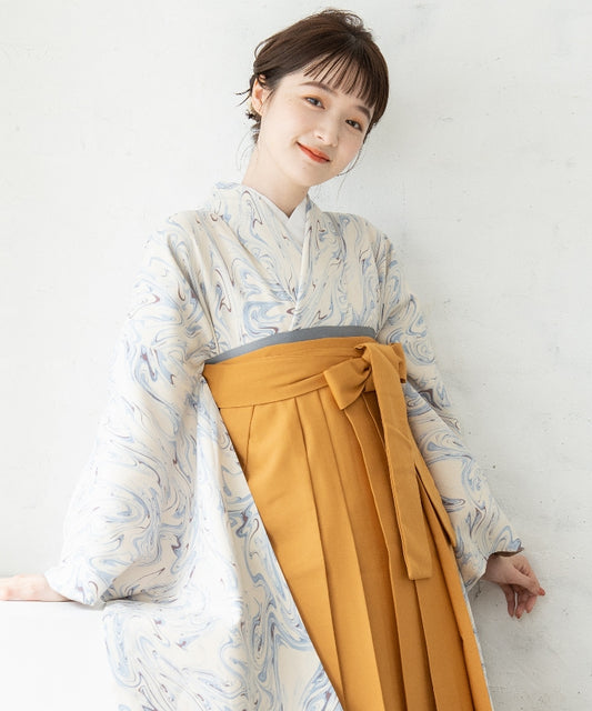 こだわり袴3点セット-マーブル-ホワイト