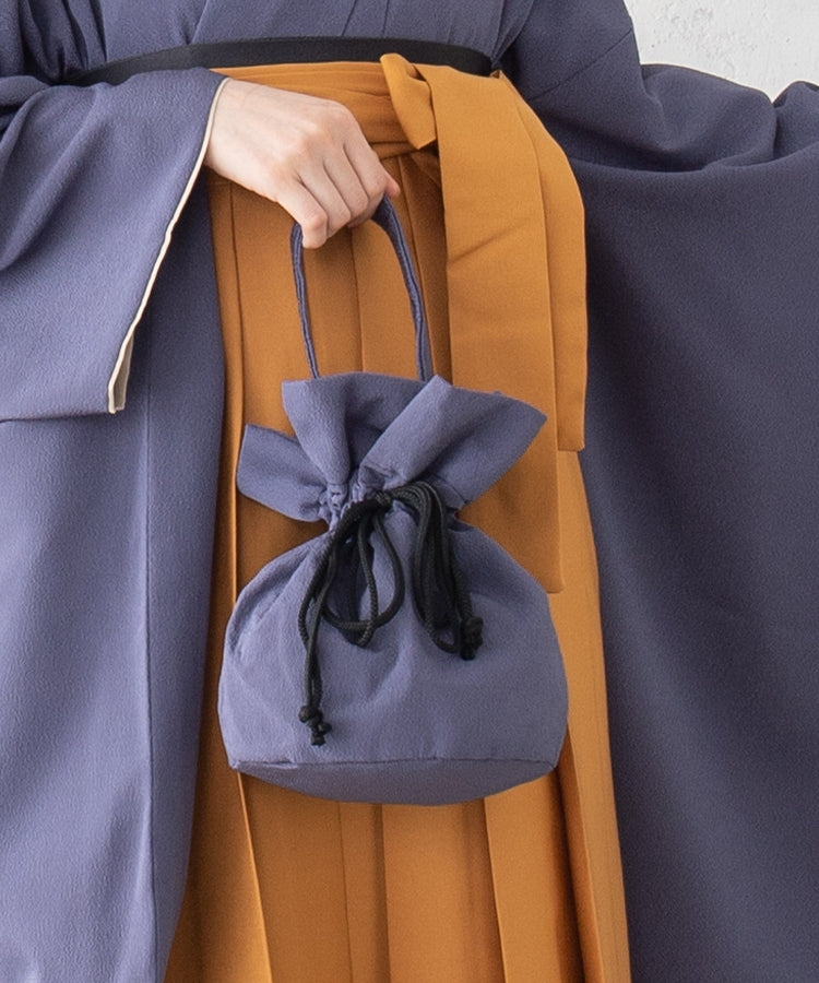 卒業式袴や成人式で使いやすい手提げ巾着バッグ-ソリッドカラー-